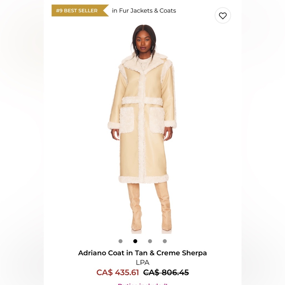 LPA Adriano Coat in Tan and Cream Teddy Sherpa